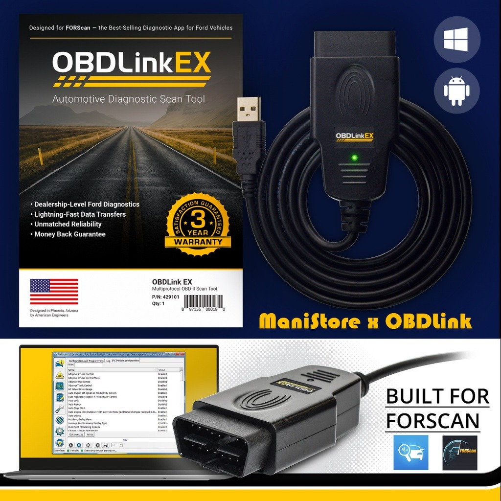 OBDLINK EX BLACK + RENOLINK V210